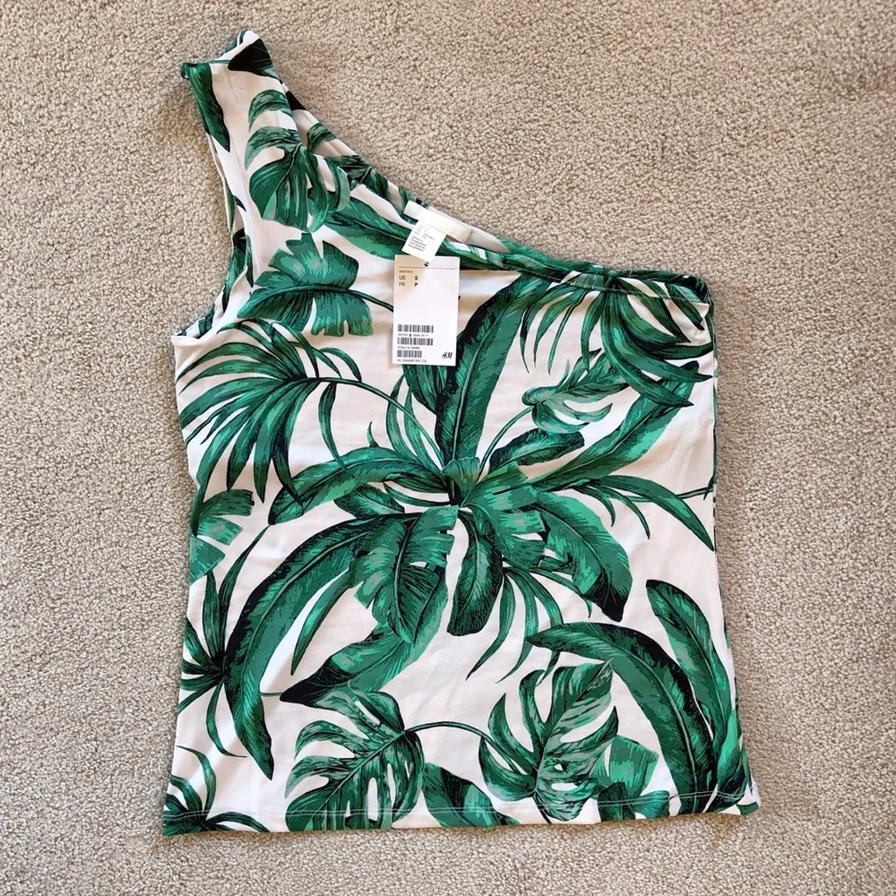 NWT - One Shoulder Leaf Pattern Top - Small